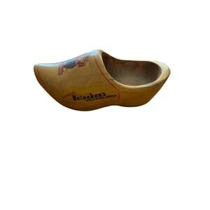 Vintage Heineken Holland Beer Wooden Shoe Clog Ashtray Bar Decor 10” Advertising